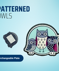 Patterned Owls - Badge Reel - rae & grace - Interchangeable Plate Only