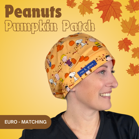 Peanuts Pumpkin Patch - Scrub Cap - rae & grace - Euro - Matching Top