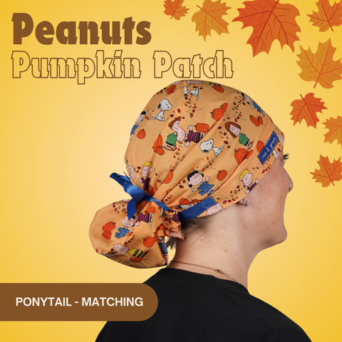 Peanuts Pumpkin Patch - Scrub Cap - rae & grace - Ponytail - Matching Top