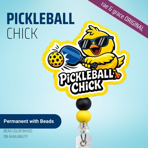 Pickleball Chick - Badge Reel - rae & grace - Permanent/Beads