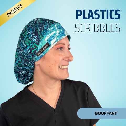 Plastics Scribbles - Scrub Cap - rae & grace - Bouffant
