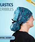 Plastics Scribbles - Scrub Cap - rae & grace - Ponytail - Accent Top