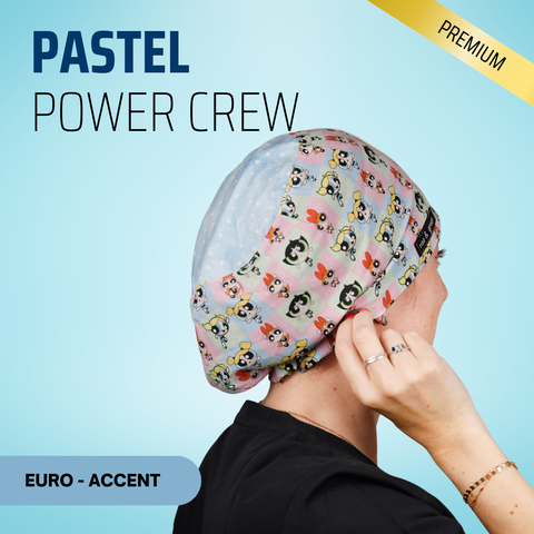 Pastel Power Crew - Scrub Cap - rae & grace - Euro - Accent Top