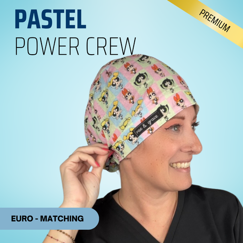 Pastel Power Crew - Scrub Cap - rae & grace - Euro - Matching Top