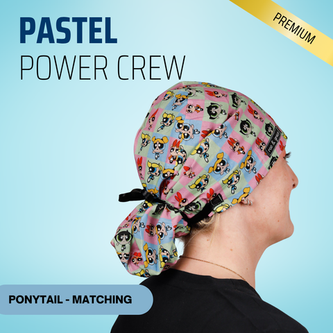Pastel Power Crew - Scrub Cap - rae & grace - Ponytail - Matching Top
