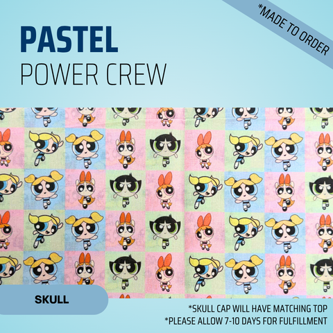 Pastel Power Crew - Scrub Cap - rae & grace - Skull Cap - *Made to order