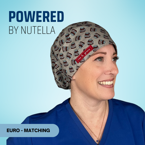 Powered By Nutella - Scrub Cap - rae & grace - Euro - Matching Top