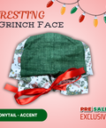 Resting Grinch Face - Scrub Cap - rae & grace - Ponytail - Accent Top