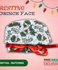 Resting Grinch Face - Scrub Cap - rae & grace - Ponytail - Matching Top