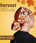 Harvest Ribbons - Scrub Cap - rae & grace - Ponytail - Accent Top