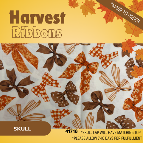 Harvest Ribbons - Scrub Cap - rae & grace - Skull Cap - *Made to order