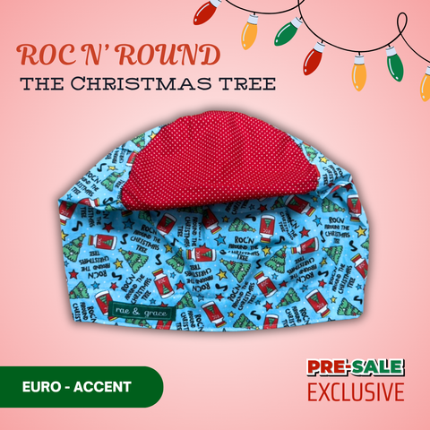 Roc N Round The Christmas Tree - Scrub Cap - rae & grace - Euro - Accent Top