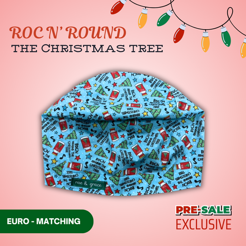 Roc N Round The Christmas Tree - Scrub Cap - rae & grace - Euro - Matching Top