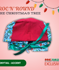 Roc N Round The Christmas Tree - Scrub Cap - rae & grace - Ponytail - Accent Top
