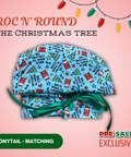 Roc N Round The Christmas Tree - Scrub Cap - rae & grace - Ponytail - Matching Top