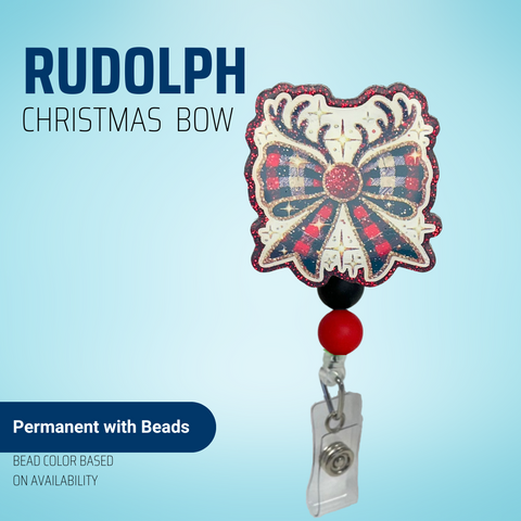 Rudolph Christmas Bow - Badge Reel