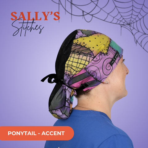 Sally'S Stitches - Scrub Cap - rae & grace - Ponytail - Accent Top