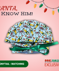 Santa I Know Him - Scrub Cap - rae & grace - Ponytail - Matching Top
