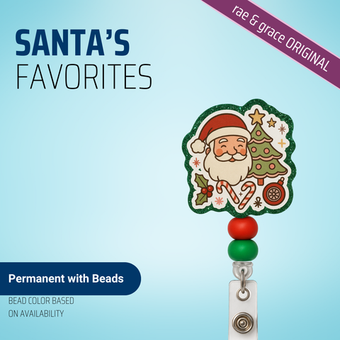 Santa's Favorites - Badge Reel - rae & grace - Permanent/Beads