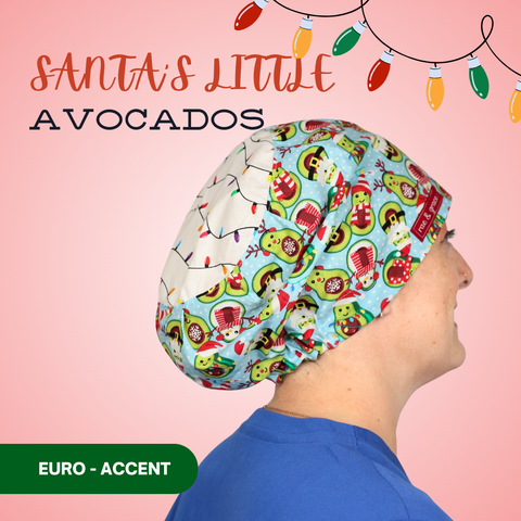 Santa’S Little Avocados - Scrub Cap - rae & grace - Euro - Accent Top