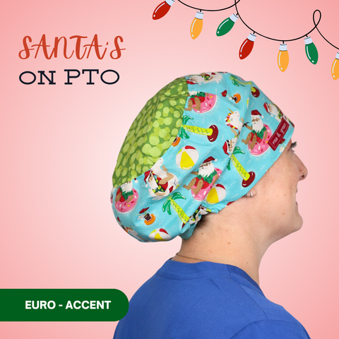 Santa’S On Pto  - Scrub Cap - rae & grace - Euro - Accent Top