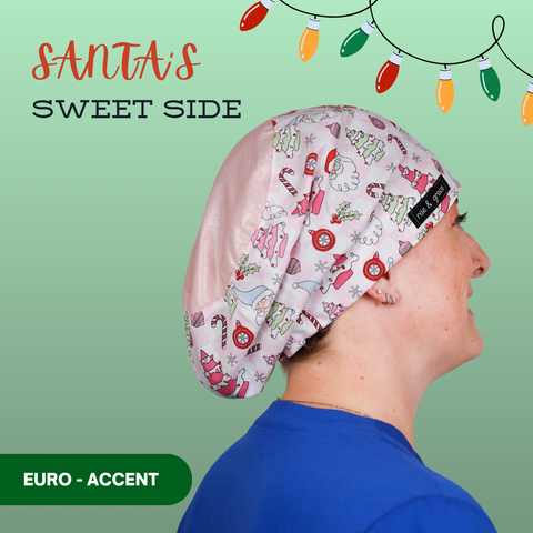 Santa’S Sweet Side  - Scrub Cap - rae & grace - Euro - Accent Top