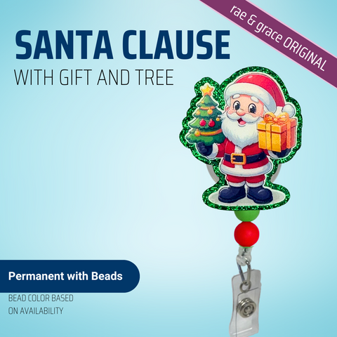 Santa with Gift and Tree - Badge Reel