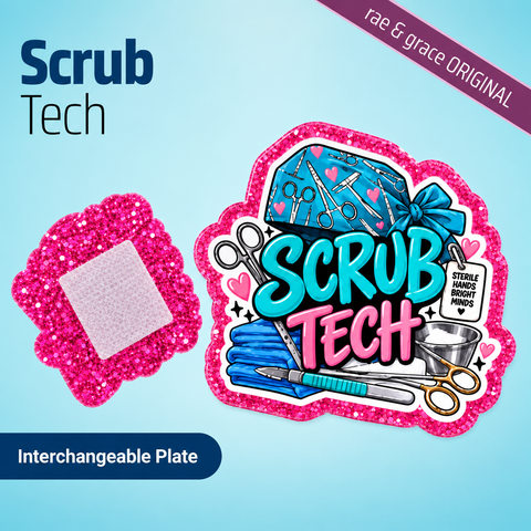 Scrub Tech - Badge Reel - rae & grace - Interchangeable Plate Only