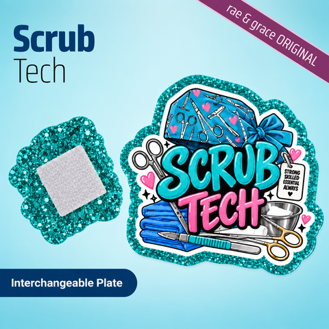 Scrub Tech - Badge Reel - rae & grace - Interchangeable Plate Only