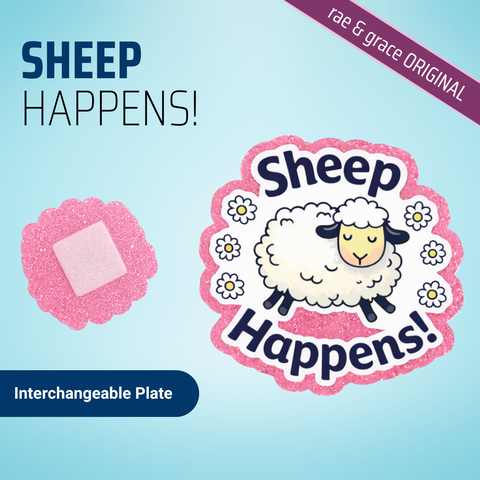 Sheep Happens - Badge Reel - rae & grace - Interchangeable Plate Only