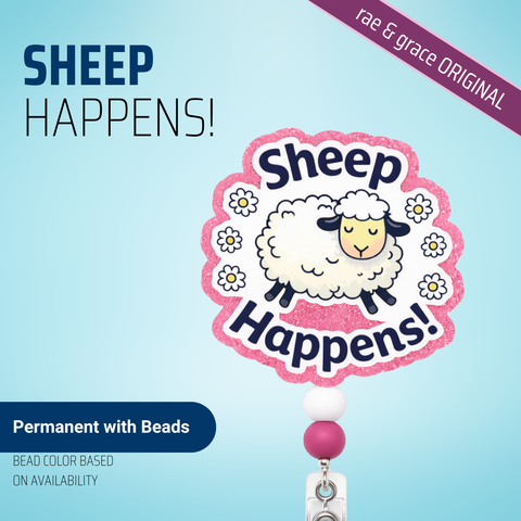Sheep Happens - Badge Reel - rae & grace - Permanent/Beads