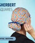 Sherbert Squares - Scrub Cap - rae & grace - Ponytail - Matching Top
