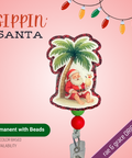 Sippin Santa - Badge Reel - rae & grace - Permanent/Beads