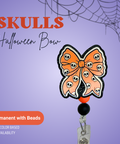Skulls Halloween Bow - Badge Reel - rae & grace - Permanent/Beads