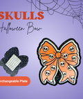 Skulls Halloween Bow - Badge Reel - rae & grace - Interchangeable Plate Only