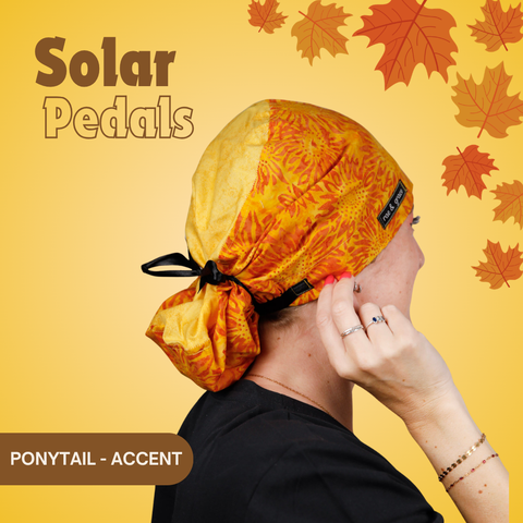 Solar Pedals - Scrub Cap - rae & grace - Ponytail - Accent Top