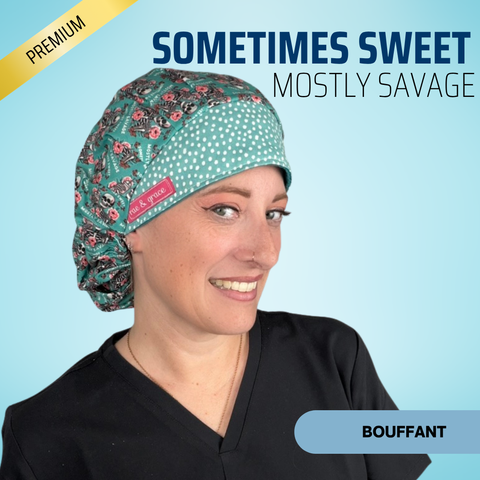 Sometimes Sweet Mostly Savage - Scrub Cap - rae & grace - Bouffant