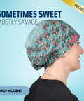 Sometimes Sweet Mostly Savage - Scrub Cap - rae & grace - Euro - Accent Top