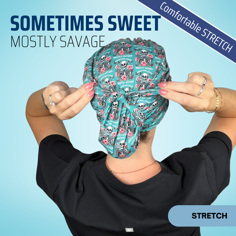 Sometimes Sweet Mostly Savage - Scrub Cap - rae & grace - Stretch