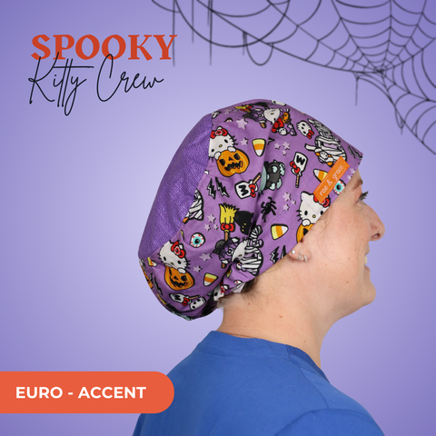 Spooky Kitty Crew  - Scrub Cap - rae & grace - Euro - Accent Top