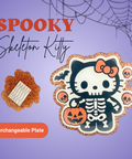 Spooky Skeleton Kitty - Badge Reel - rae & grace - Interchangeable Plate Only