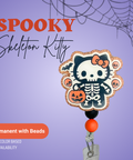 Spooky Skeleton Kitty - Badge Reel - rae & grace - Permanent/Beads