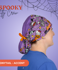 Spooky Kitty Crew  - Scrub Cap - rae & grace - Ponytail - Accent Top