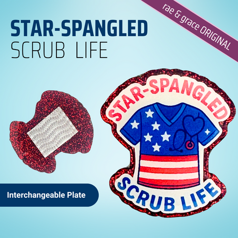 Star Spangled Scrub Life - Badge Reel - rae & grace - Interchangeable Plate Only