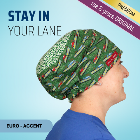 Stay In Your Lane - Scrub Cap - rae & grace - Euro - Accent Top