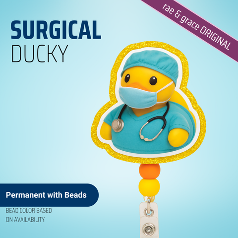 Surgical Duck - Badge Reel - rae & grace - Permanent/Beads