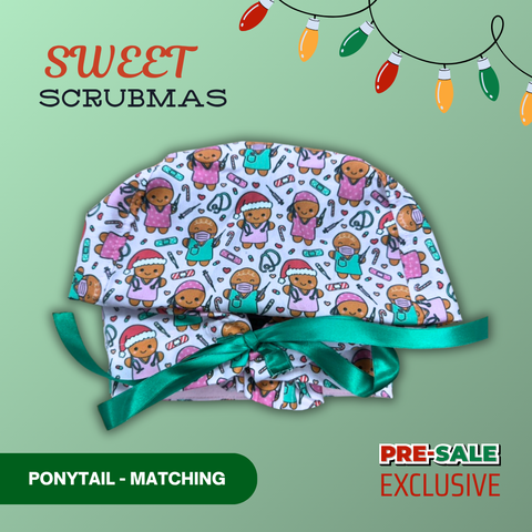 Sweet Scrubmas - Scrub Cap - rae & grace - Ponytail - Matching Top