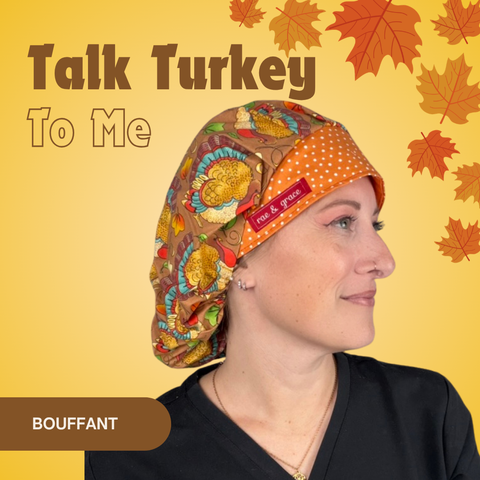 Talk Turkey To Me - Scrub Cap - rae & grace - Bouffant