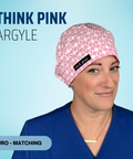Think Pink Argyle - Scrub Cap - rae & grace - Euro - Matching Top