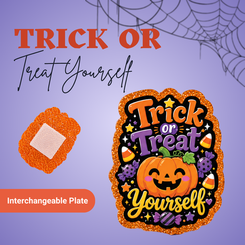 Trick Or Treat Yourself - Badge Reel - rae & grace - Interchangeable Plate Only